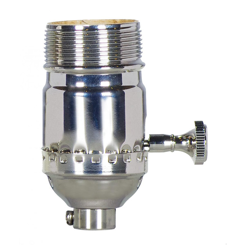 Satco 80-1041 On-Off Turn Knob Socket With Removable Knob, Polished Nickel