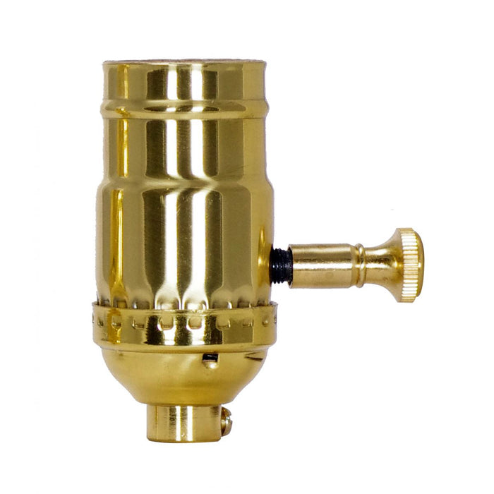 Satco 80-1042 Full Range Turn Knob Dimmer Socket, Polished Brass
