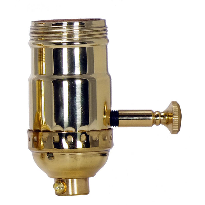 Satco 80-1044 Full Range Turn Knob Dimmer Socket, Polished Brass