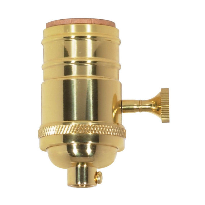 Satco 80-1046 3 Way (2 Circuit) Turn Knob Socket, Polished Brass