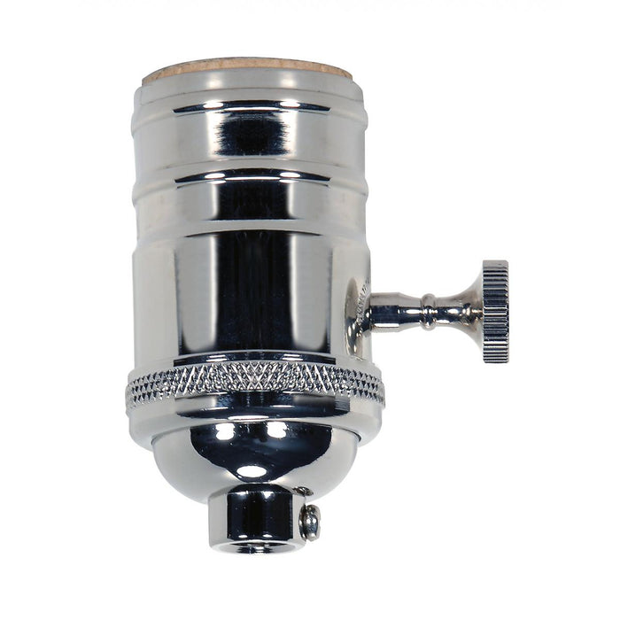 Satco 80-1047 3 Way (2 Circuit) Turn Knob Socket, Polished Nickel
