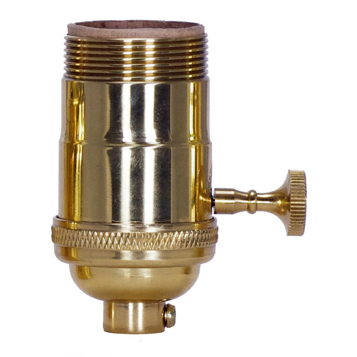Satco 80-1048 3 Way (2 Circuit) Turn Knob Socket, Polished Brass