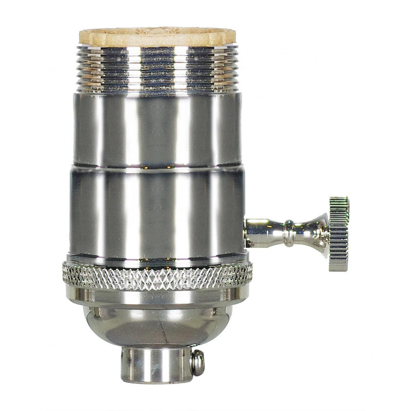 Satco 80-1049 3 Way (2 Circuit) Turn Knob Socket, Polished Nickel