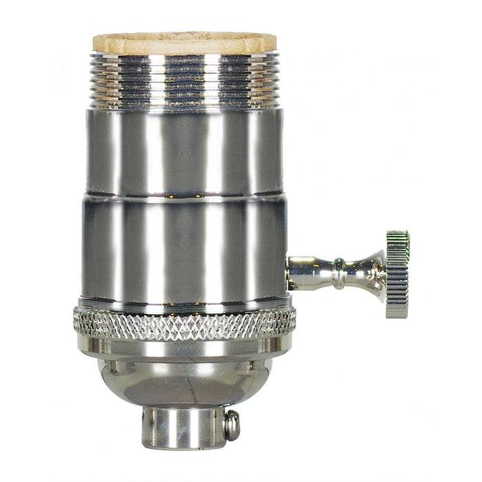 Satco 80-1049 3 Way (2 Circuit) Turn Knob Socket, Polished Nickel