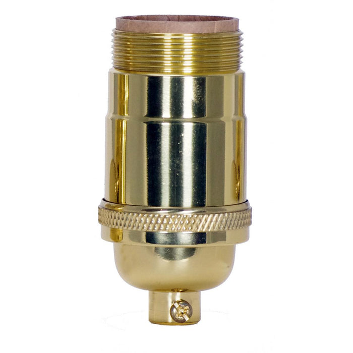 Satco 80-1050 3 Way (2 Circuit) Turn Knob Socket, Polished Brass