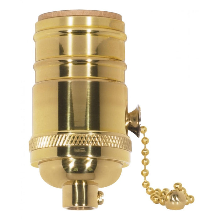 Satco 80-1052 On-Off Pull Chain Socket, Polished Brass