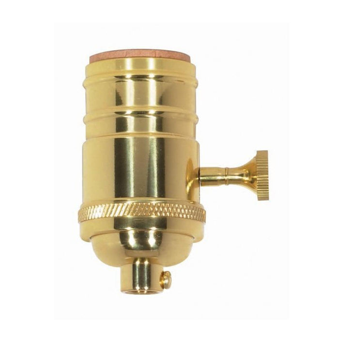 Satco 80-1058 On-Off Turn Knob Socket, Polished Brass