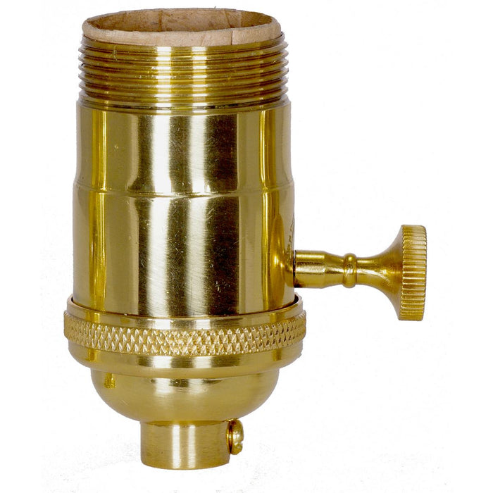 Satco 80-1060 On-Off Turn Knob Socket, Polished Brass