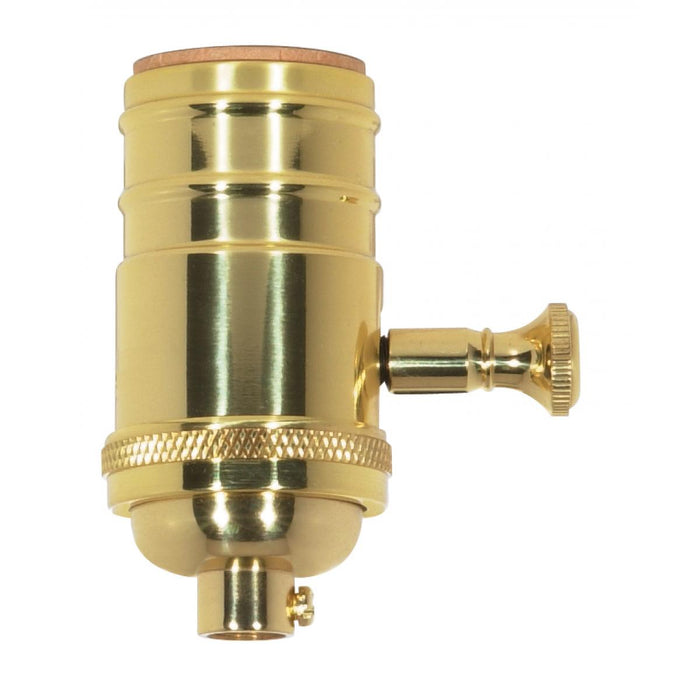 Satco 80-1064 Full Range Turn Knob Dimmer Socket With Removable Knob, Polished Brass