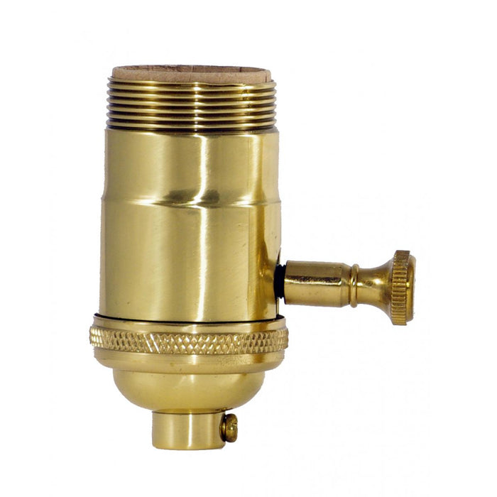 Satco 80-1066 150W Full Range Turn Knob Dimmer Socket With Uno Thread, Polished Brass