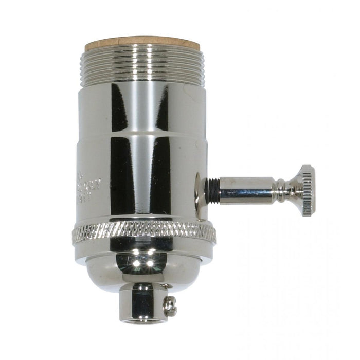 Satco 80-1067 150W Full Range Turn Knob Dimmer Socket With Uno Thread, Polished Nickel
