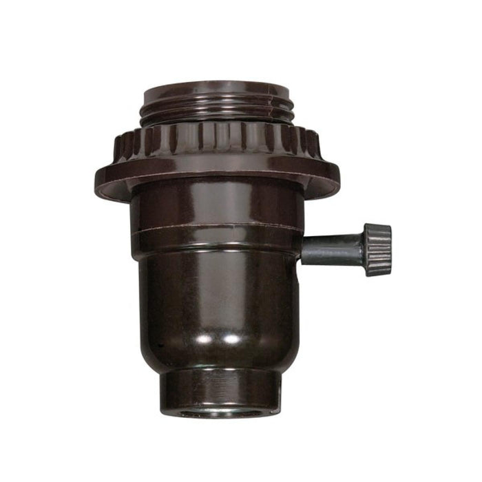 Satco 80-1070 On-Off Turn Knob With Full Uno Thread And Ring, Black