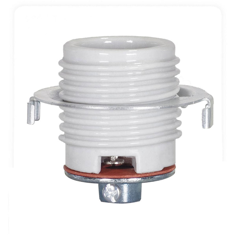 Satco 80-1075 Keyless Threaded Porcelain Socket With Cap And Ring, Glazed