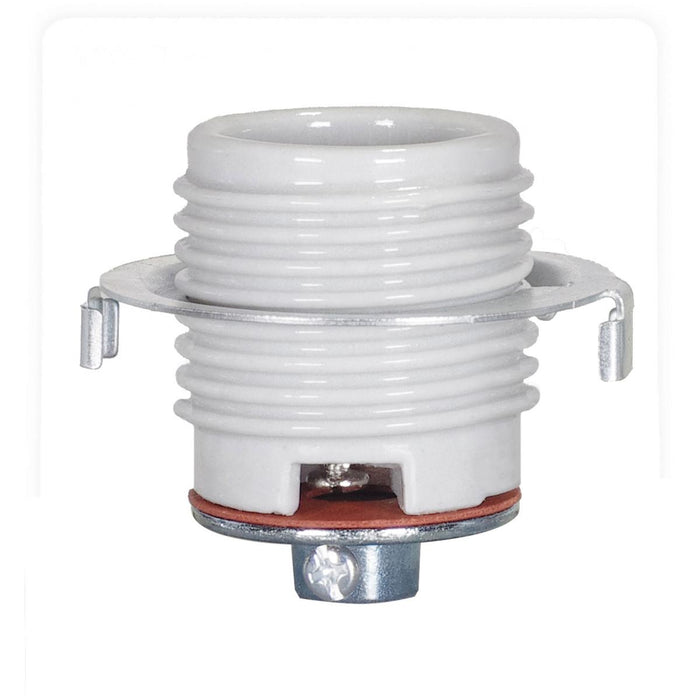Satco 80-1075 Keyless Threaded Porcelain Socket With Cap And Ring, Glazed