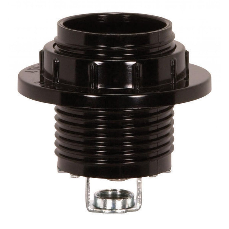 Satco 80-1077 Threaded Socket With Ring, Black