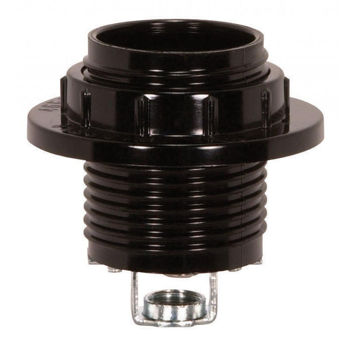 Satco 80-1077 Threaded Socket With Ring, Black