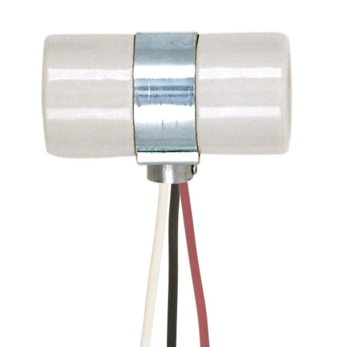 Satco 80-1081 Twin 2 Circuit Porcelain Socket With Single 1/8 Ips Bushing Cap, Glazed