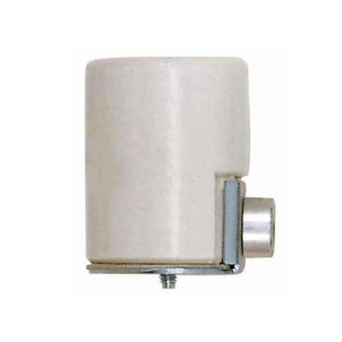 Satco 80-1083 Porcelain Socket With Side Outlet And Bushing, Glazed