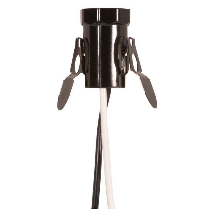 Satco 80-1093 Phenolic Candelabra Base Socket With Spring Clip, Brown
