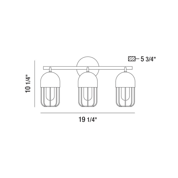 Eurofase 35961-017 Three Light Bathbar, Matte Black