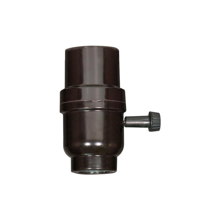 Satco 80-1109 3-Way Turn Knob W/Metal Bushing Less Set Screw, Black