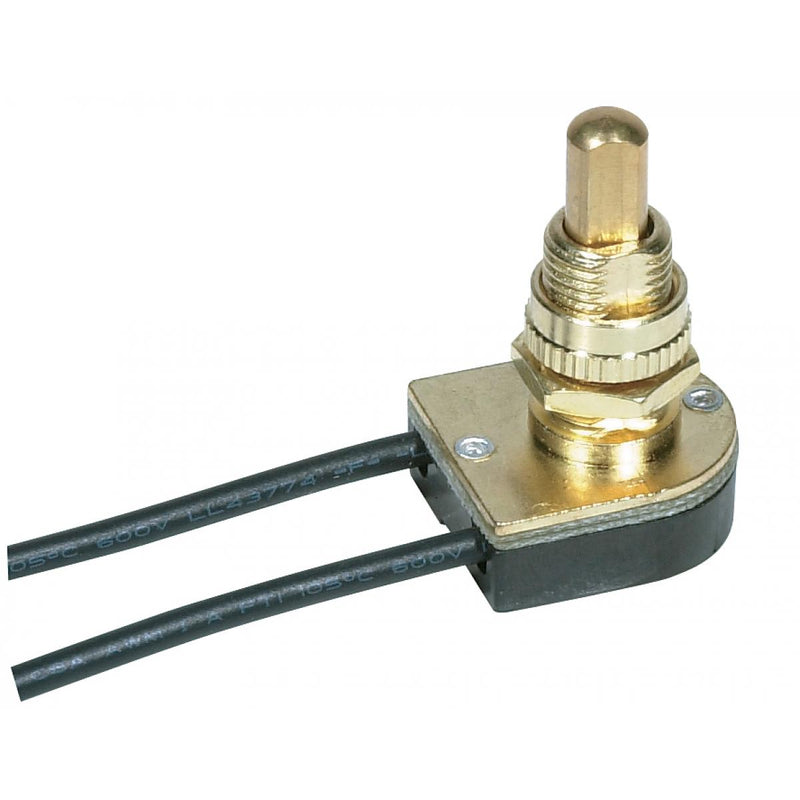 Satco 80-1126 On-Off Metal Push Switch, Brass Plated