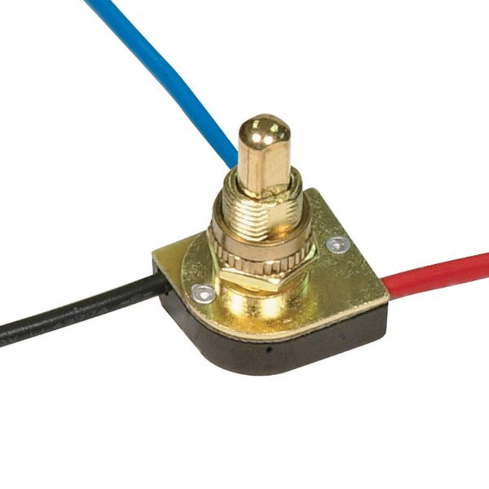 Satco 80-1128 3-Way Metal Push Switch, Brass Plated