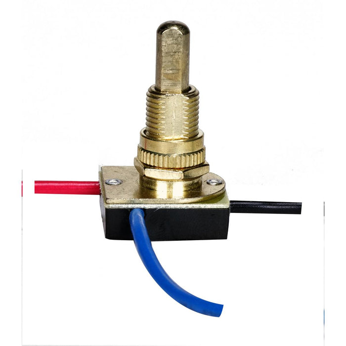 Satco 80-1130 3-Way Metal Push Switch, Brass Plated