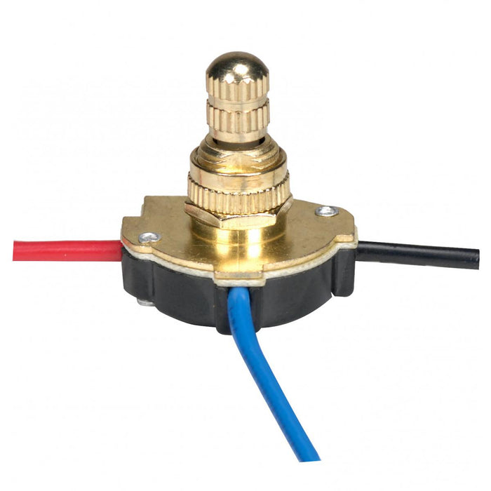 Satco 80-1136 3-Way Metal Rotary Switch, Brass Plated