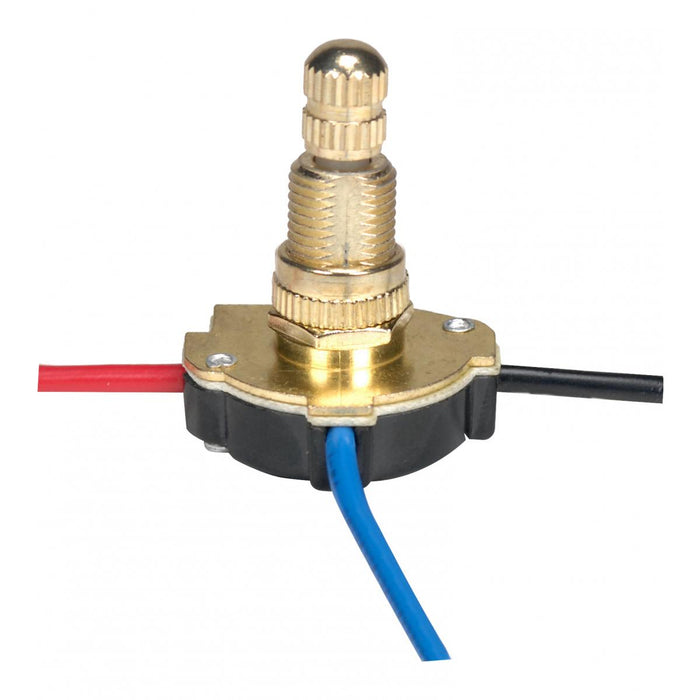 Satco 80-1138 3-Way Metal Rotary Switch, Brass Plated
