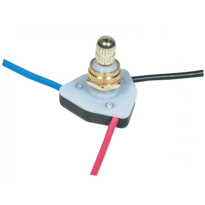 Satco 80-1140 Hi-Low Metal Rotary Switch With Diode, Brass Plated