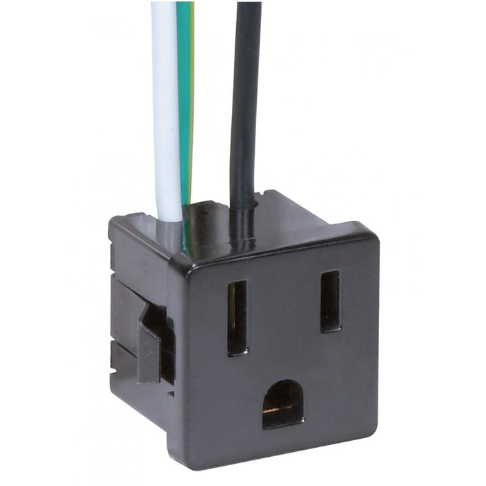 Satco 80-1142 3 Wire, 2 Pole Snap-In Convenience Outlet, Black