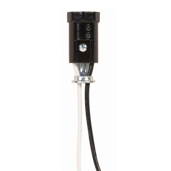 Satco 80-1146 Phenolic Candelabra Sockets With Leads, Black