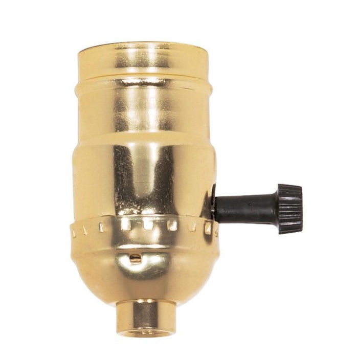 Satco 80-1158 3-Way (2 Circuit) Turn Knob Socket With Removable Knob, Brite Gilt