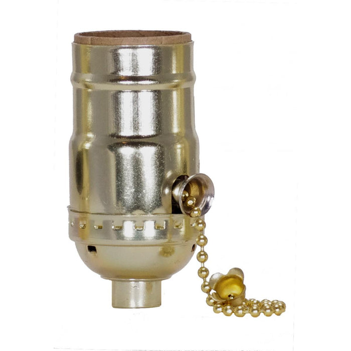 Satco 80-1188 On-Off Pull Chain Socket, Brite Gilt