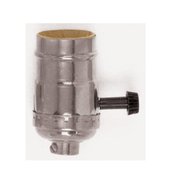Satco 80-1191 3 Way (2 Circuit) Turn Knob Socket W/Removable Knob, Polished Nickel