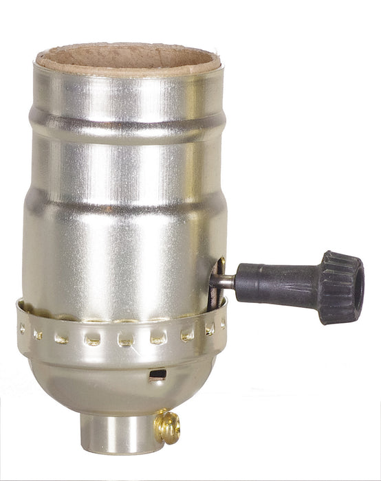 Satco 80-1192 3-Way (2 Circuit) Turn Knob Socket With Removable Knob, Brite Gilt