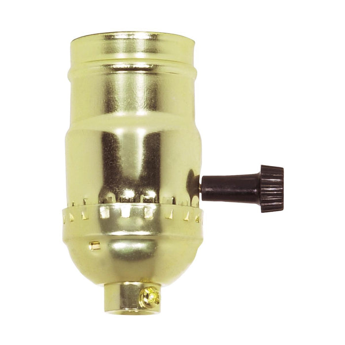 Satco 80-1192 3-Way (2 Circuit) Turn Knob Socket With Removable Knob, Brite Gilt