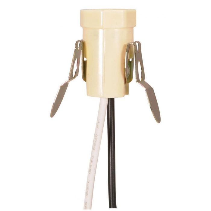 Satco 80-1198 Phenolic Candelabra Base Socket With Spring Clip, Ivory