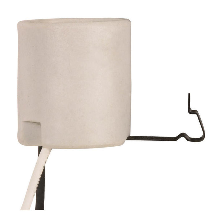 Satco 80-1220 Keyless Porcelain Socket With Snap-In Clip, White