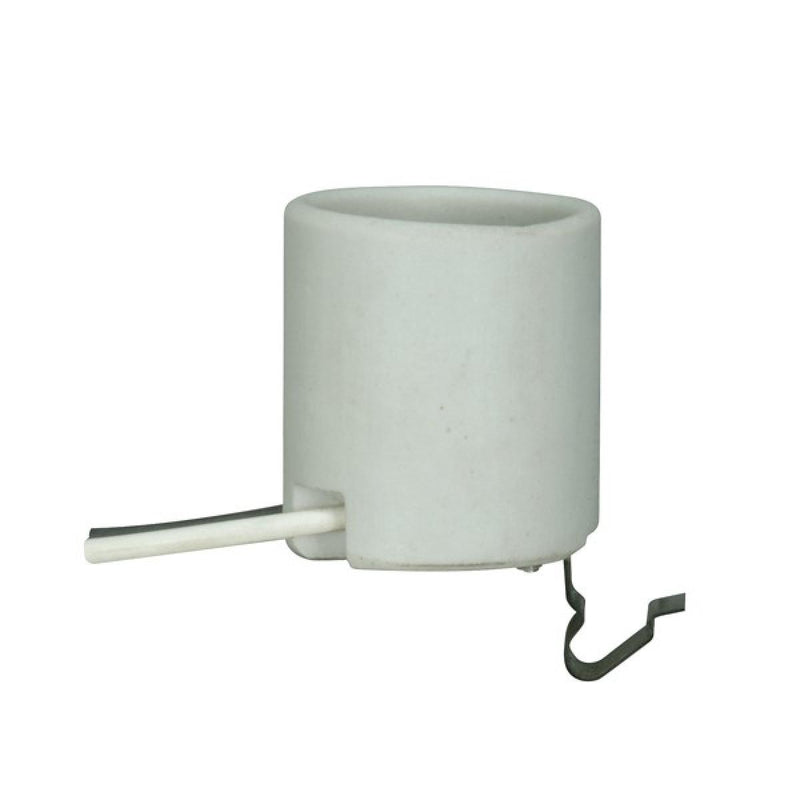 Satco 80-1221 Keyless Porcelain Socket W/Snap-In Clip, White