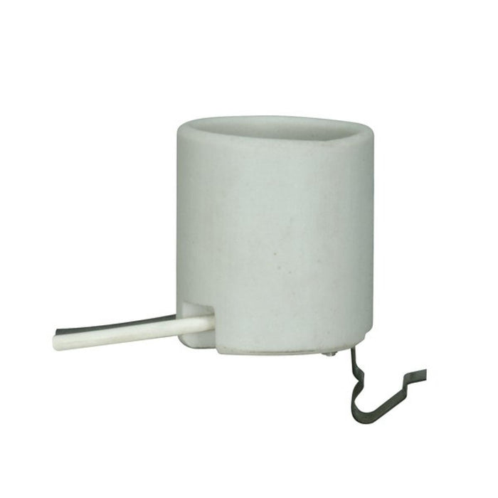 Satco 80-1221 Keyless Porcelain Socket W/Snap-In Clip, White