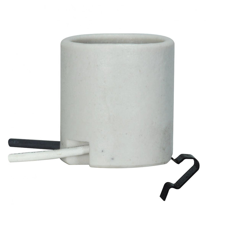 Satco 80-1222 Keyless Porcelain Socket W/Snap-In Clip, White