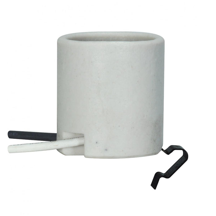 Satco 80-1222 Keyless Porcelain Socket W/Snap-In Clip, White