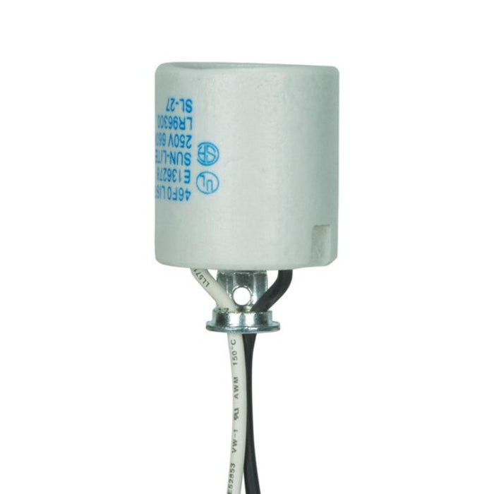 Satco 80-1223 Keyless Porcelain Socket With Hickey, White