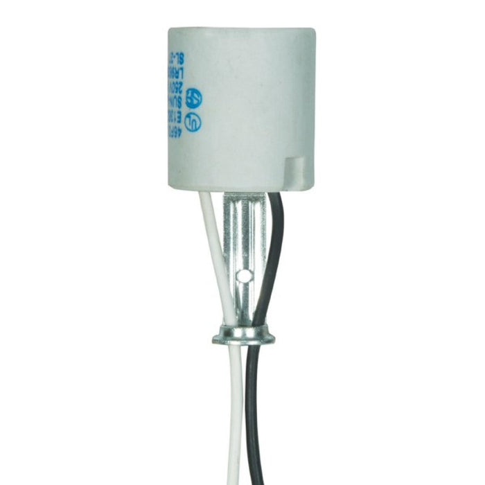 Satco 80-1224 Keyless Porcelain Socket With Hickey, White
