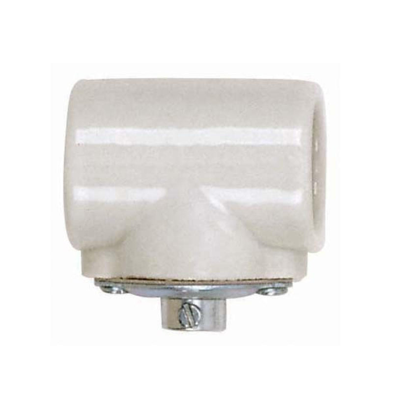 Satco 80-1225 Twin Porcelain Socket With Flange Bushing Cap, Glazed White