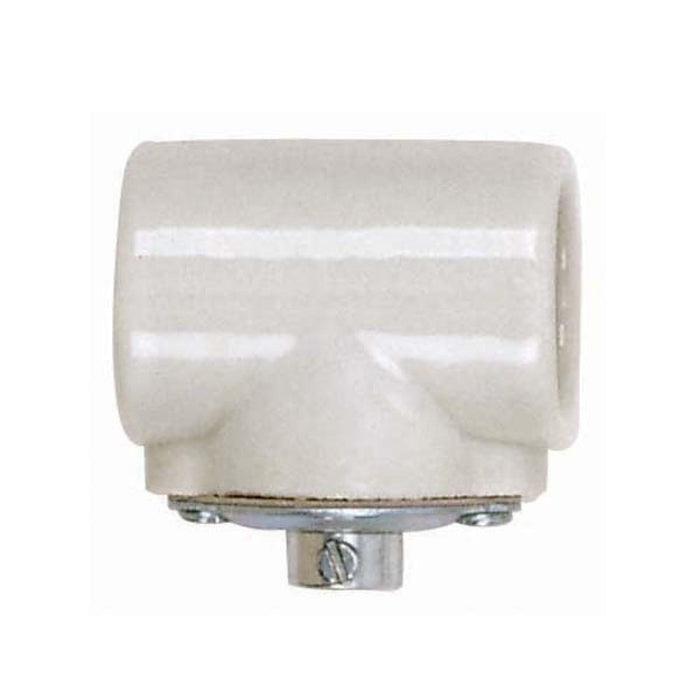 Satco 80-1225 Twin Porcelain Socket With Flange Bushing Cap, Glazed White