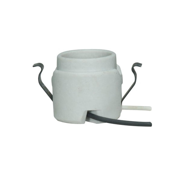 Satco 80-1263 Keyless Porcelain Socket With Rim And Double Snap-In Clip, White