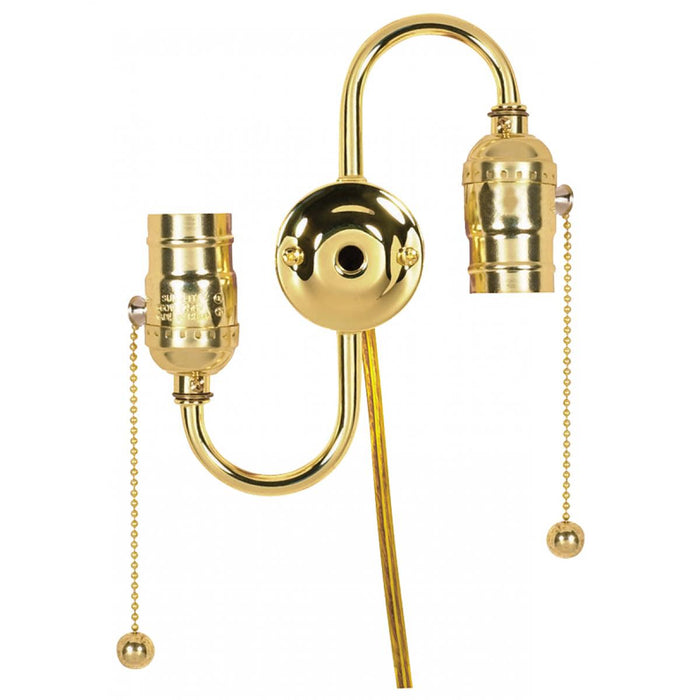 Satco 80-1268 Twin Pull Chain Brite Gilt With End Ball, Brite Gilt